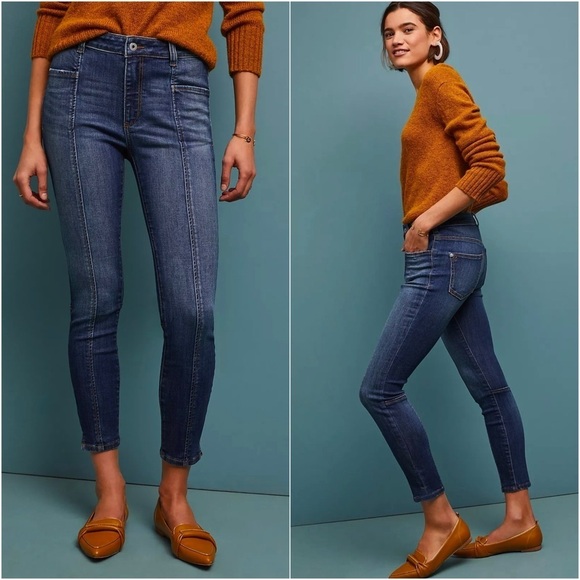 NWT PISTOLA‎ High Rise Western Pintuck Seam Denim Ankle Cropped Skinny Jeans 26 - Picture 3 of 6